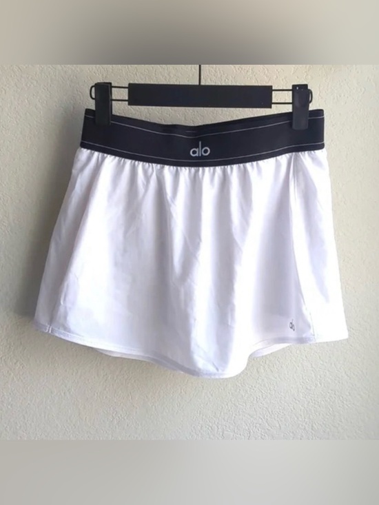 ALO Yoga Dresses & Skirts - ALO Yoga White Skirt with Black Logo Waistband